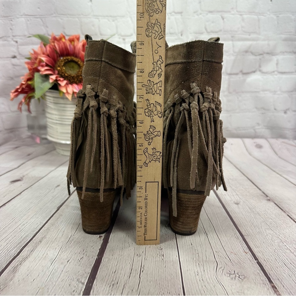 sbicca vintage collection suede fringe ankle boots booties boho western sz 10 - Picture 4 of 9